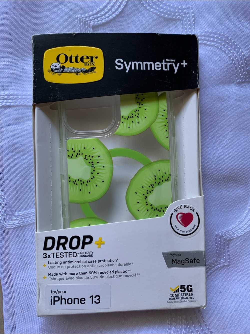 OtterBox Symmetry+ Clear Case with Kiwi Green Slice Design for iPhone 13